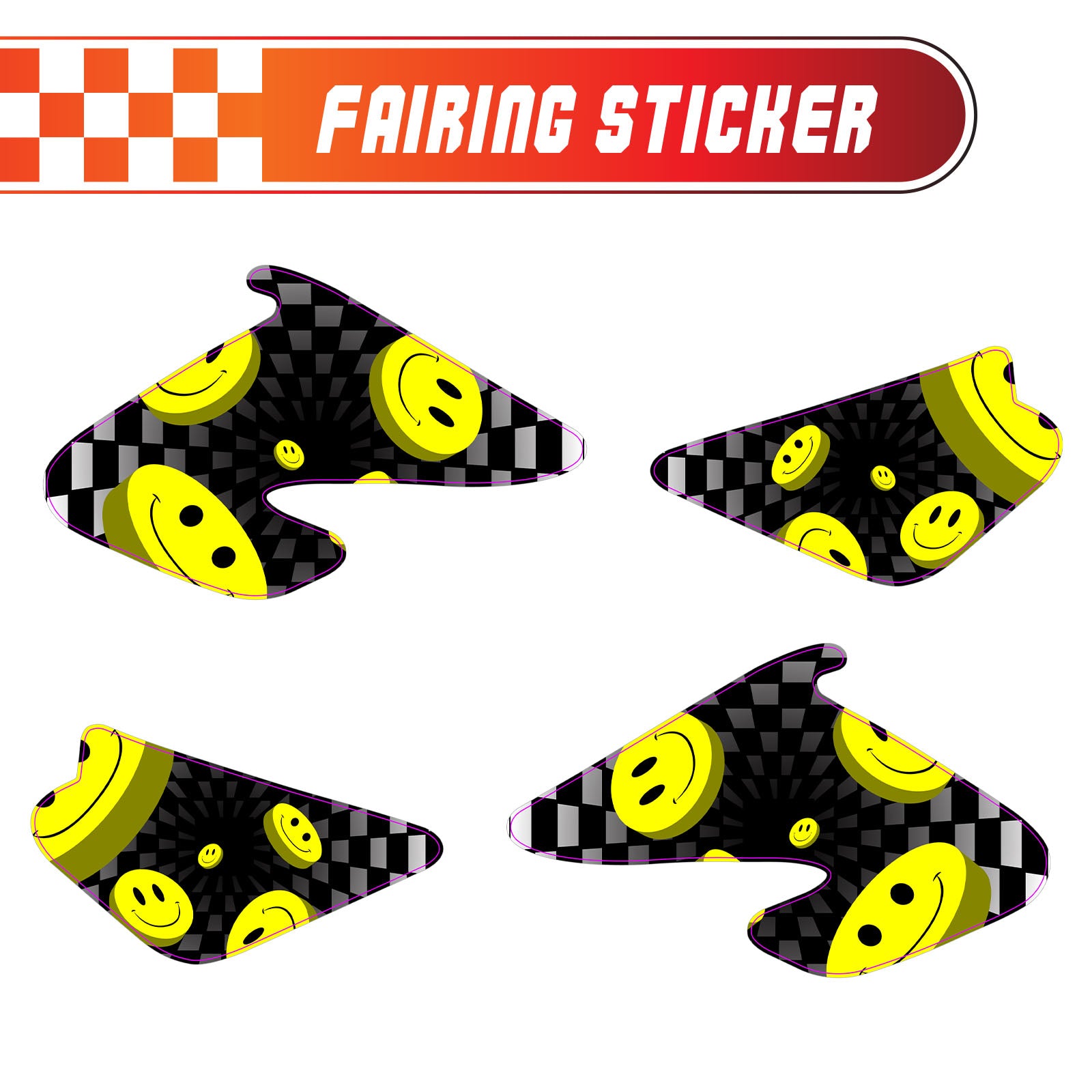 Graphic Kit Decals Fairing Sticker Custom Number For Razor MX500 MX650 - L005 3D Laughing Face - MC Motoparts