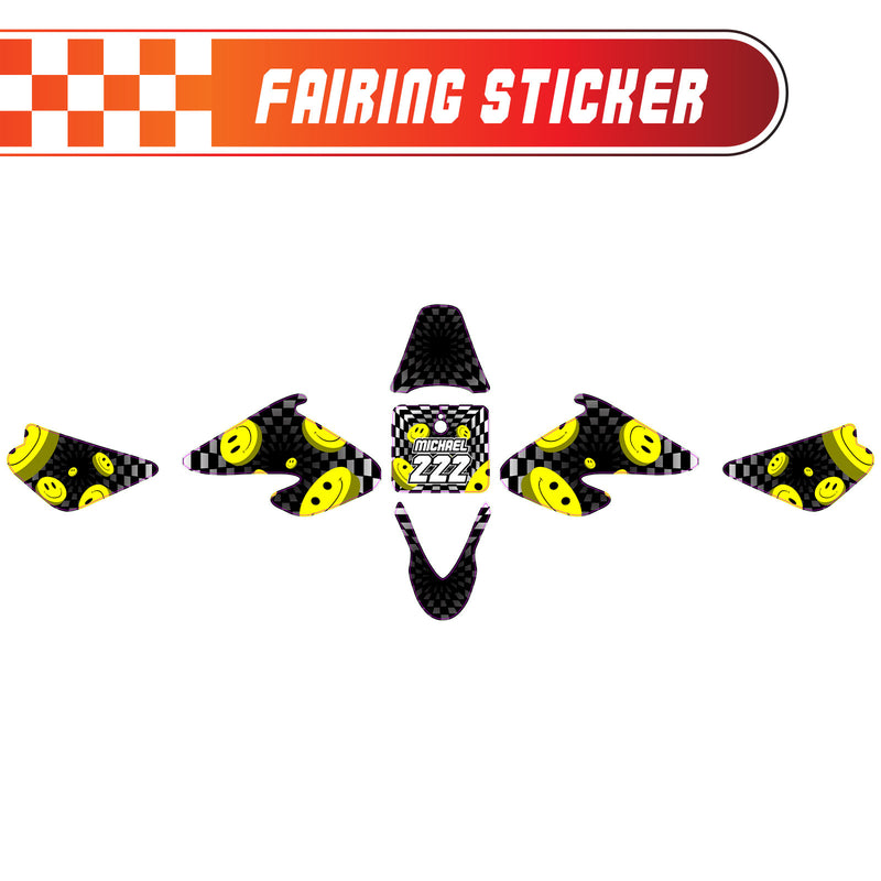 Graphic Kit Decals Fairing Sticker Custom Number For Razor MX500 MX650 - L005 3D Laughing Face - MC Motoparts