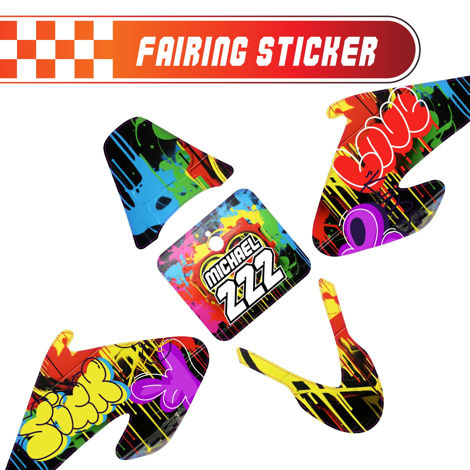 Graphic Kit Decals Fairing Sticker Custom Number For Razor MX500 MX650 - L006 Street Graffiti - MC Motoparts