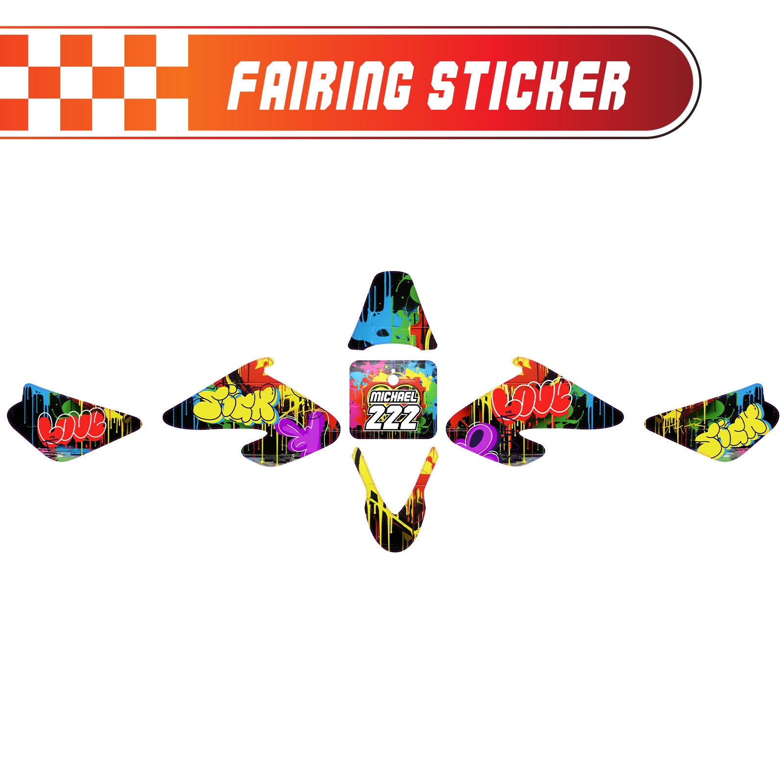 Graphic Kit Decals Fairing Sticker Custom Number For Razor MX500 MX650 - L006 Street Graffiti - MC Motoparts