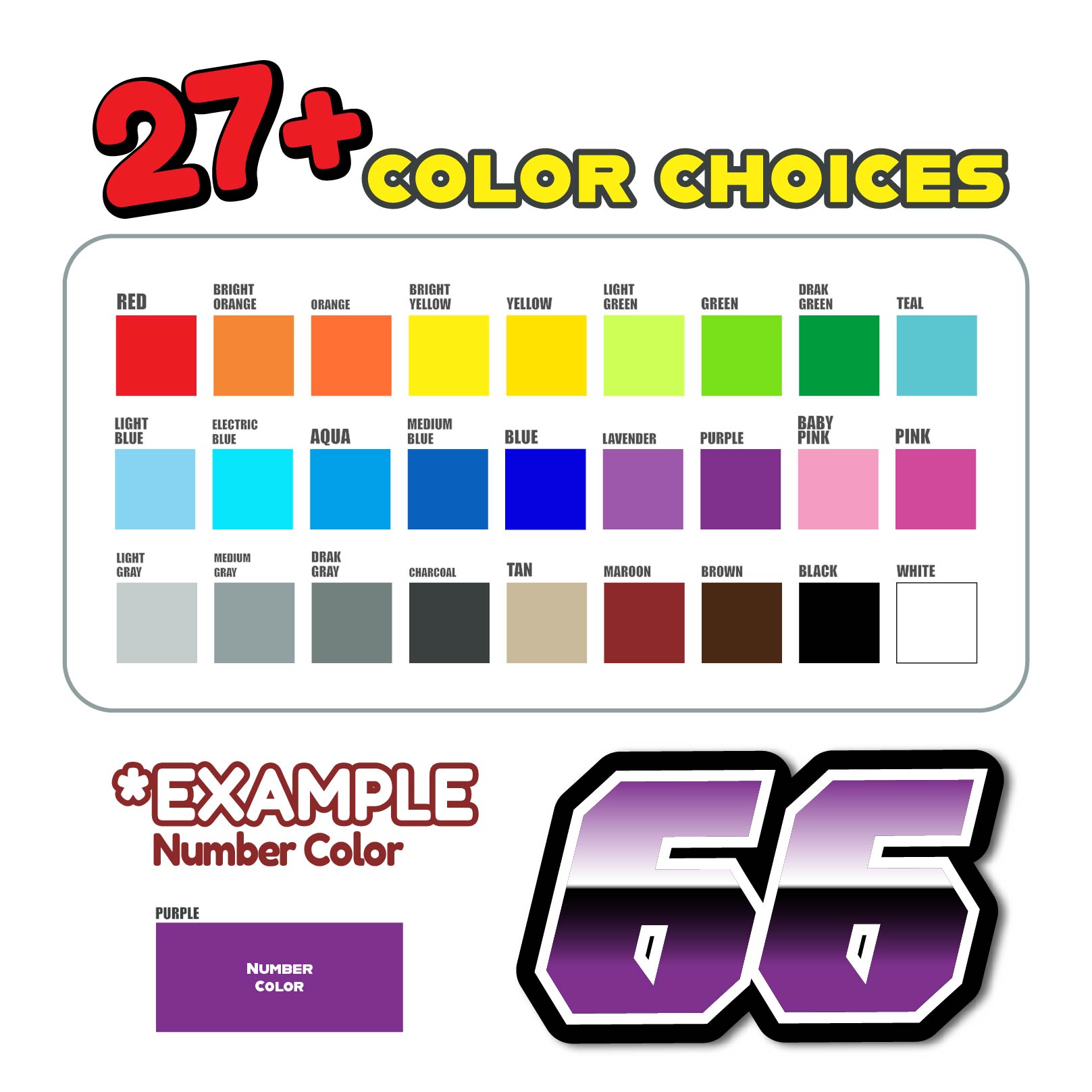 Custom Racing Number Stickers (G001 Gradient Style) – 3-Pack Personalized Dirt Bike & Motorcycle Decals