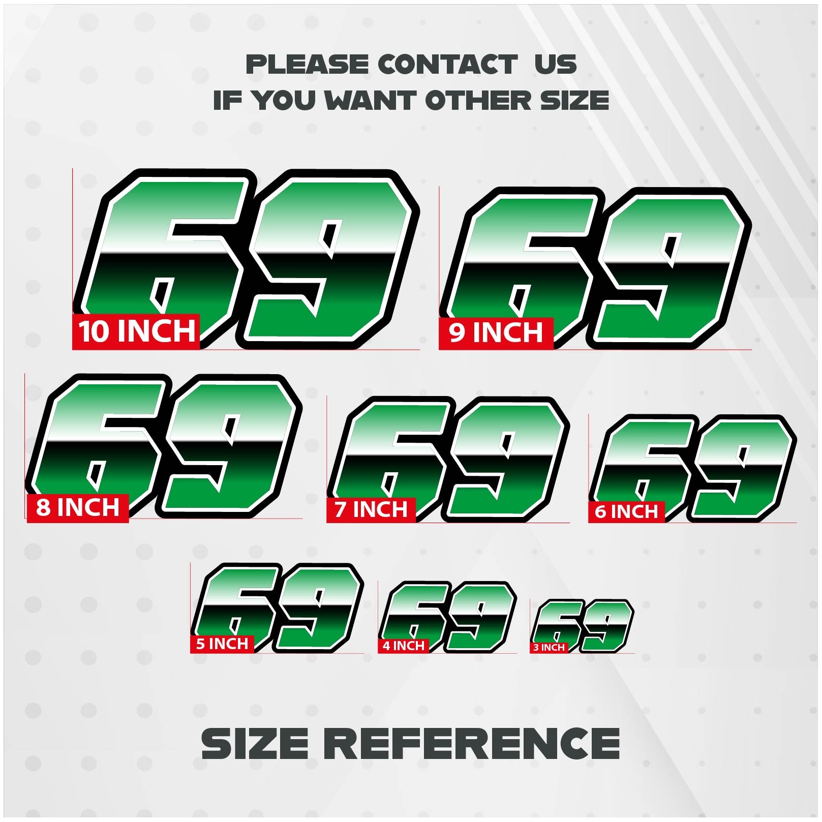 Custom Racing Number Stickers (G001 Gradient Style) – 3-Pack Personalized Dirt Bike & Motorcycle Decals