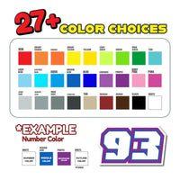 Custom Racing Number Stickers (G003 White Outline Style) – 3-Pack Personalized Dirt Bike & Motorcycle Decals