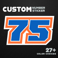 Custom Racing Number Stickers (G003 White Outline Style) – 3-Pack Personalized Dirt Bike & Motorcycle Decals