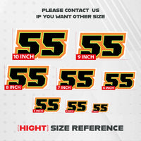 Custom Racing Number Stickers (G003 White Outline Style) – 3-Pack Personalized Dirt Bike & Motorcycle Decals