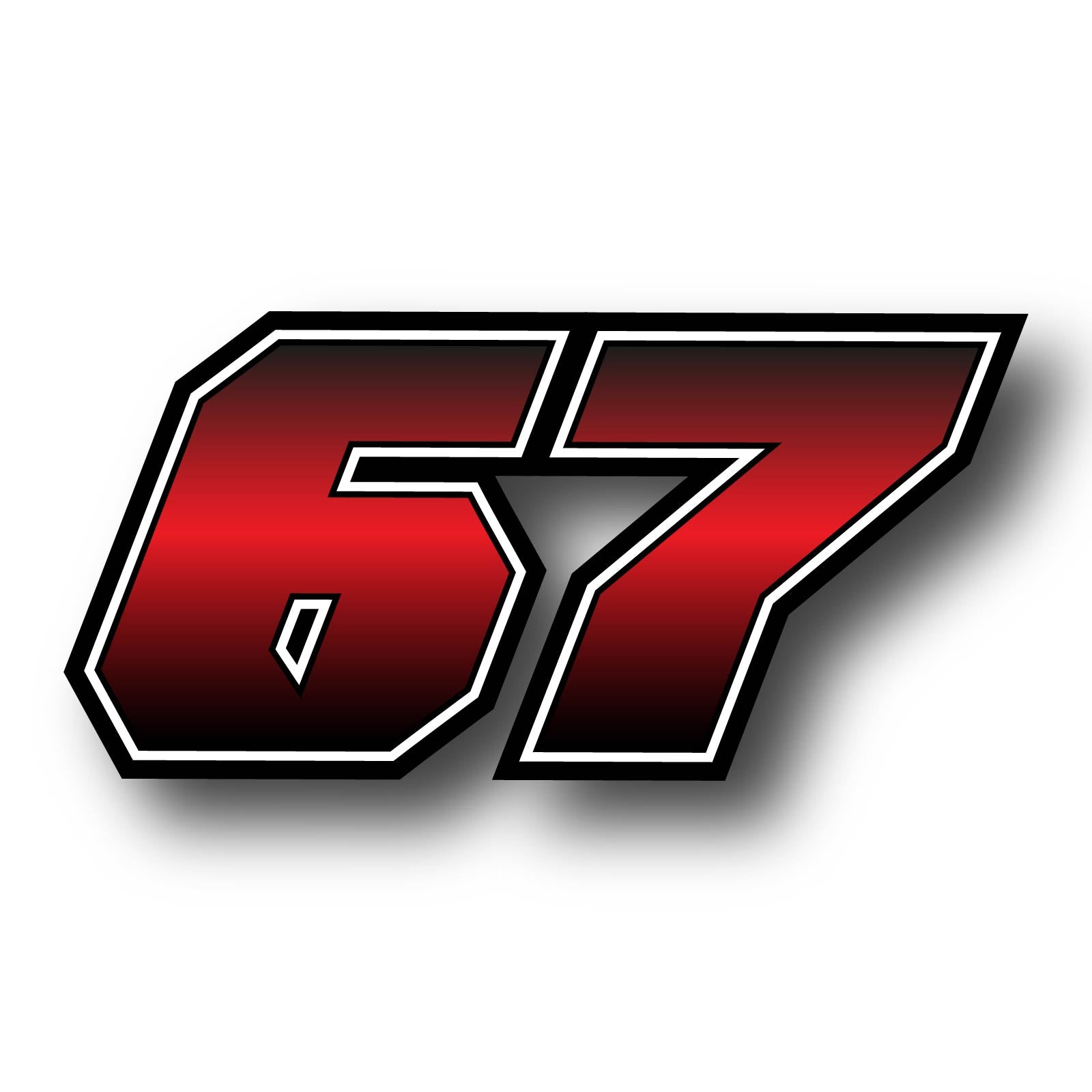 Three custom racing number stickers with gradient style for dirt bikes and motorcycles, featuring bold black numbers on colorful backgrounds.