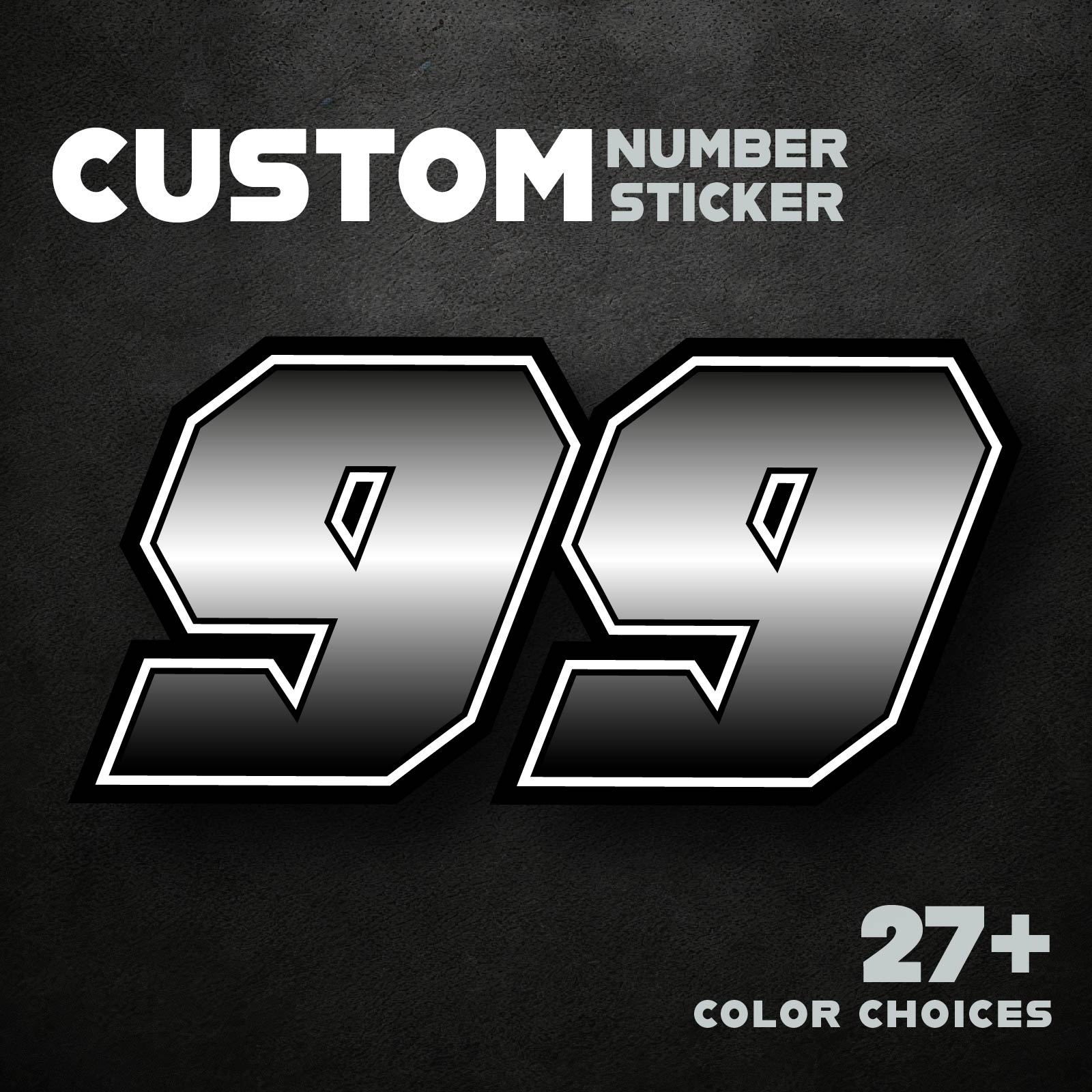 Three custom racing number stickers with G006 gradient style for dirt bikes and motorcycles, featuring bold, colorful decals.