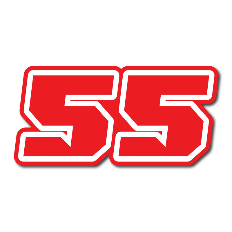 Three custom racing number stickers for dirt bikes and motorcycles, featuring G007 style decals with personalized numbers.