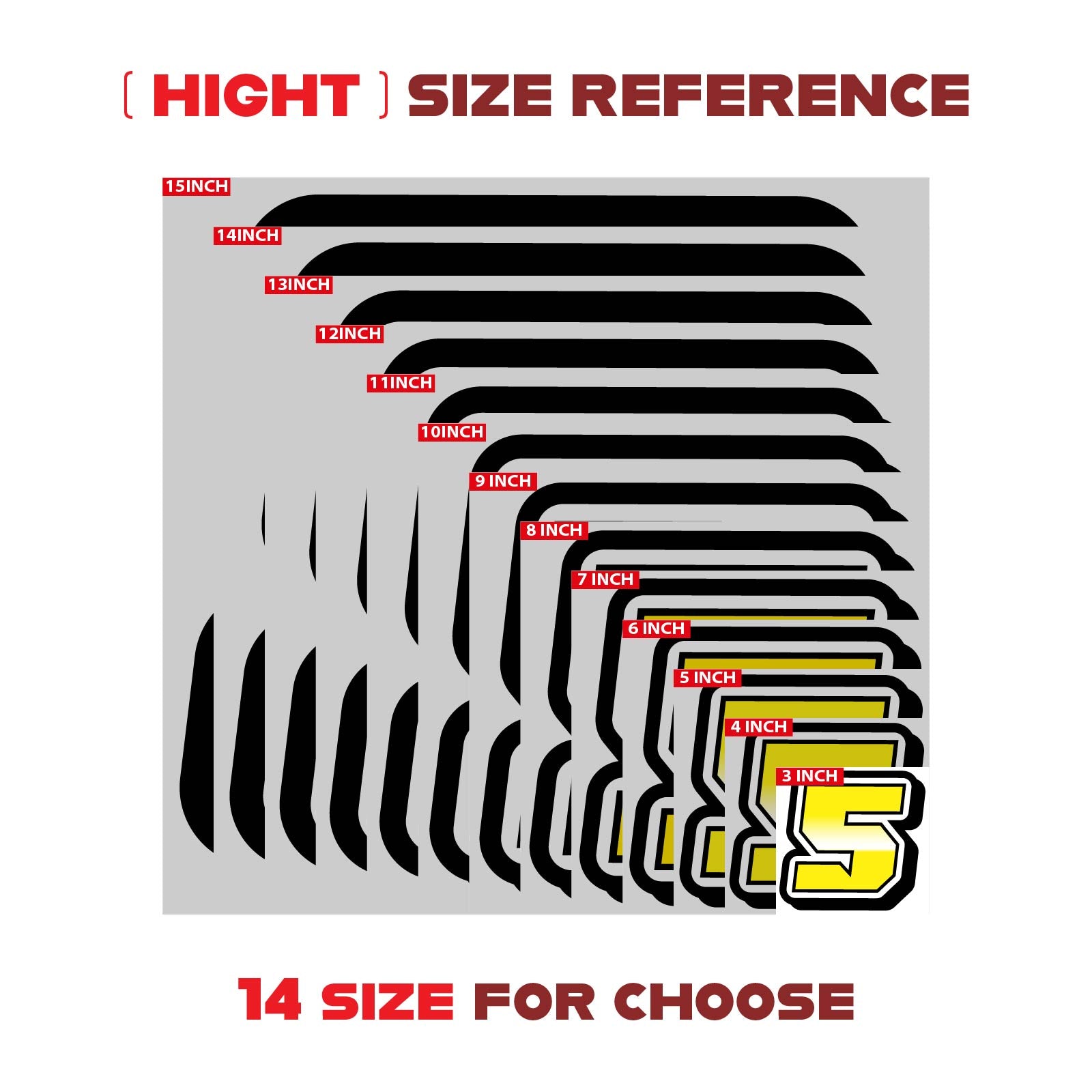 Three custom racing number stickers with G009 gradient style from MC Motoparts, designed for dirt bike and motorcycle decals.