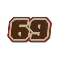Three vintage American racing style number stickers for dirt bikes and motorcycles, personalized decals by MC Motoparts.