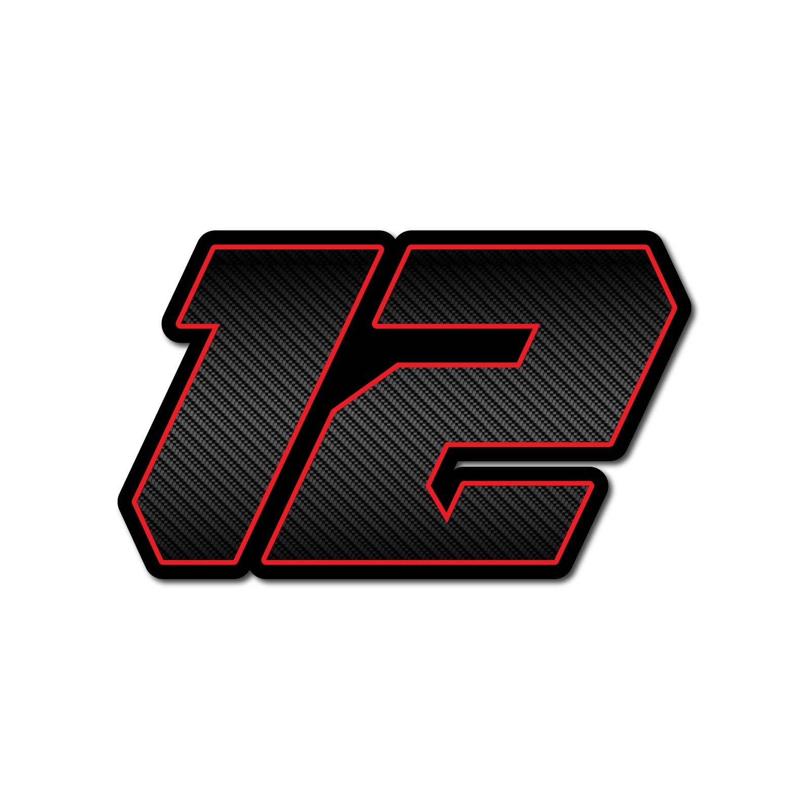 Three personalized racing number stickers in G011 carbon fiber style for dirt bikes and motorcycles, designed by MC Motoparts.
