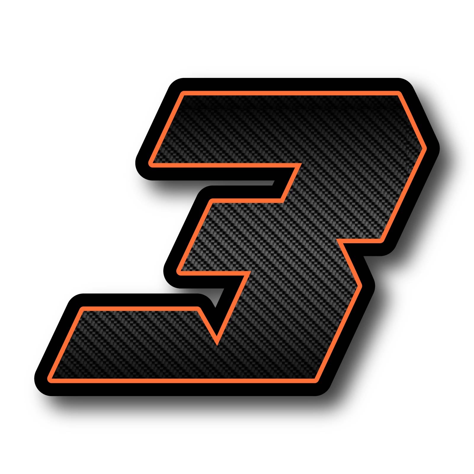 Three custom racing number stickers in G011 carbon fiber style for dirt bikes and motorcycles, designed by MC Motoparts.
