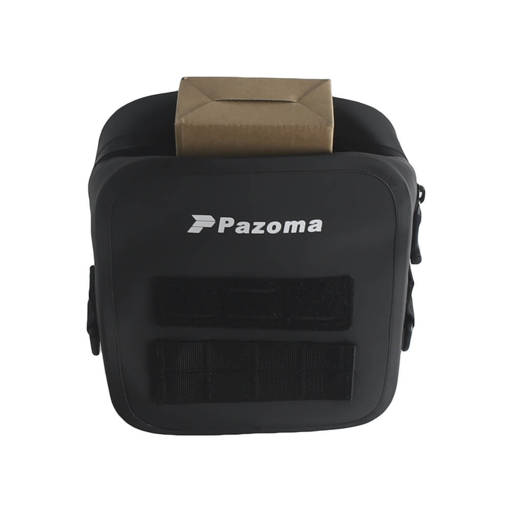 Pazoma waterproof motorcycle handlebar bag with tactical design for Harley Softail, Dyna, and Sportster models.