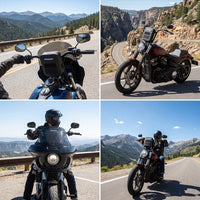 Pazoma waterproof motorcycle handlebar bag with tactical design, fits Harley Softail, Dyna, and Sportster models.