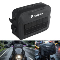 Pazoma waterproof motorcycle handlebar T-bar bag with airtight zipper, suitable for Harley Dyna and Softail all-weather riding.