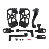 CNC aluminum Harley touring Bagger MX floorboards and shift brake levers kit by Pazoma for Street Road Glide FLHX FLTR 2014-2026