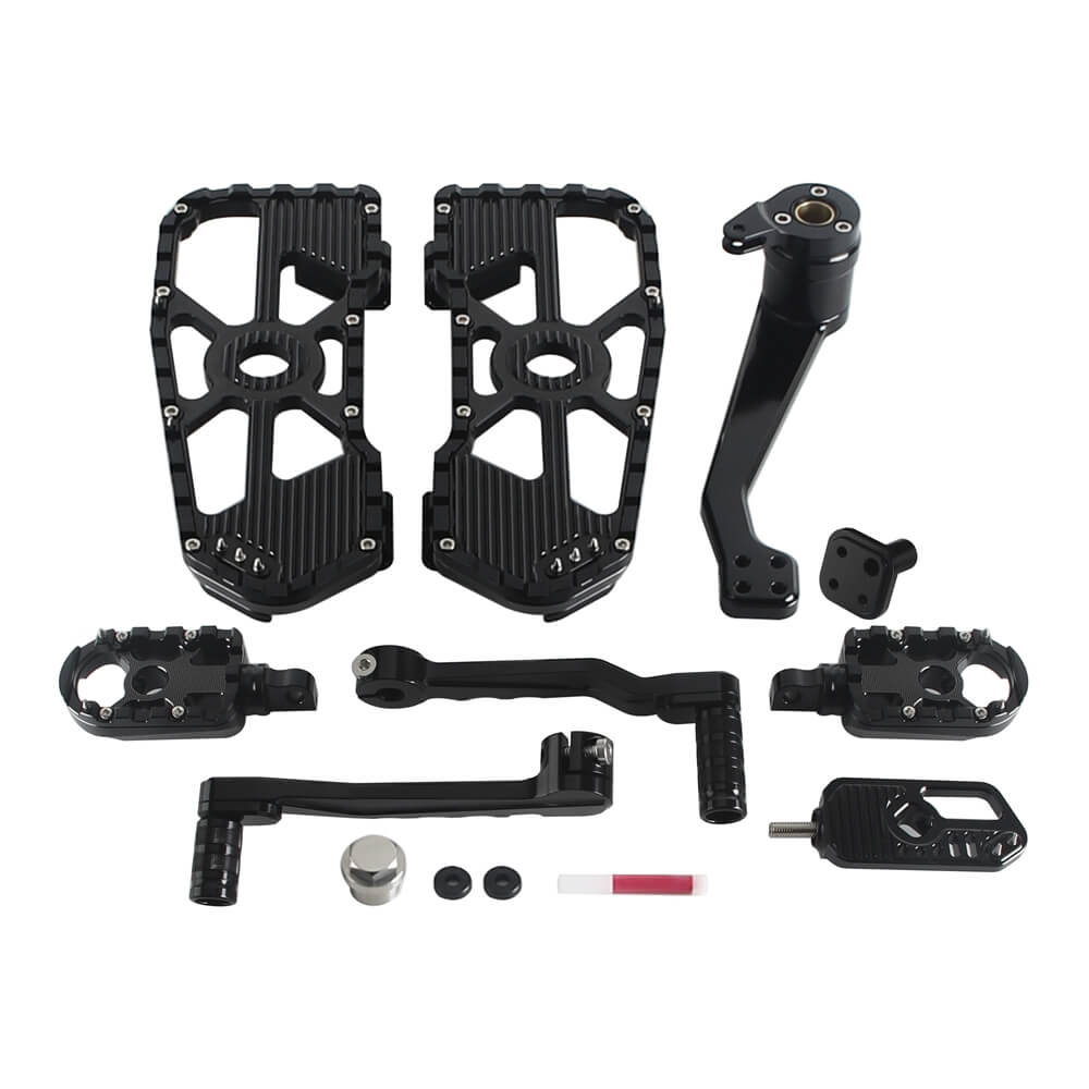 CNC aluminum Harley touring Bagger MX floorboards and shift brake levers kit by Pazoma for Street Road Glide FLHX FLTR 2014-2026