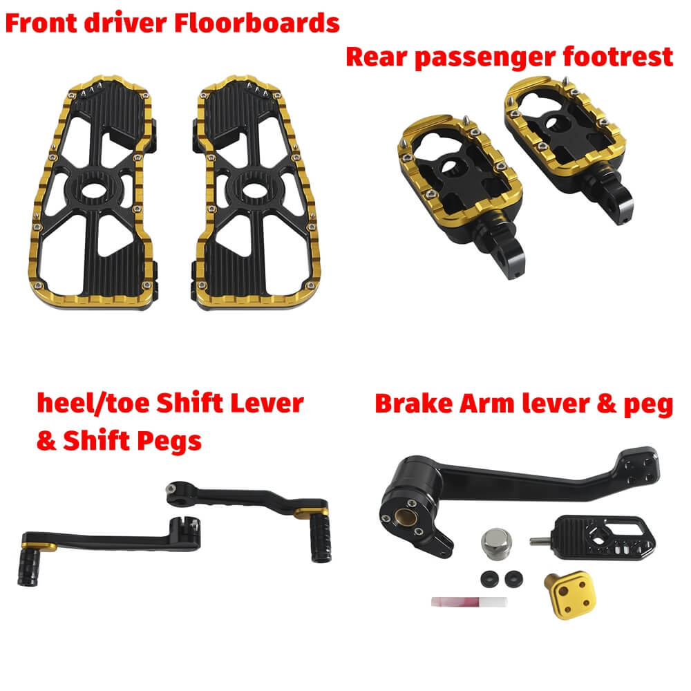 CNC aluminum MX floorboards and shift brake levers kit for Harley Touring Street Road Glide FLHX FLTR 2014-2026 by Pazoma.