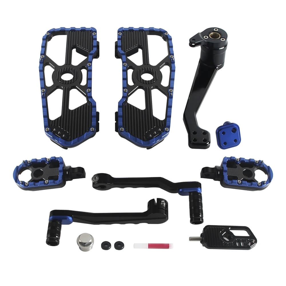 CNC aluminum Harley Touring Road Glide MX floorboards and shift brake levers kit by Pazoma, designed for 2014-2026 models.