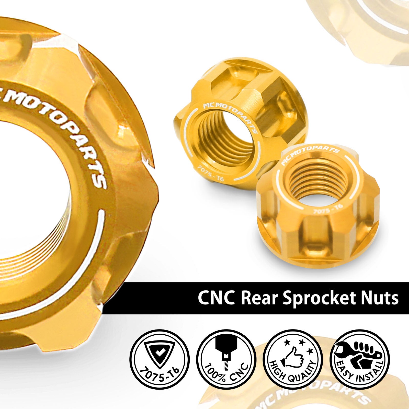 Fit Ducati Scrambler 800 Supersprot SPOKE6 Billet M10 Rear Sprocket Nuts - MC Motoparts