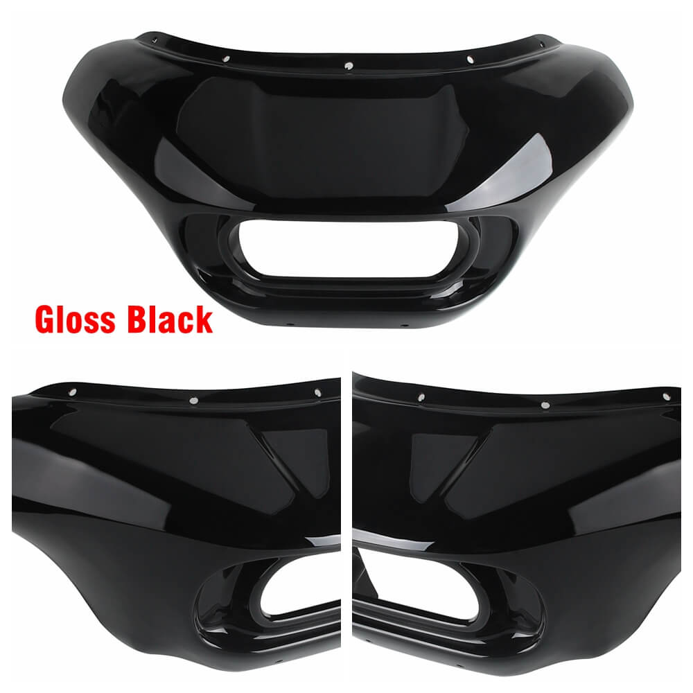 Harley Dyna Low Rider Street Bob Fat Bob FXR shark headlight fairing with Baja Designs dual LP4 lighting bracket mount.