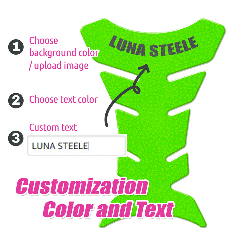 Custom Motorcycle Gas Tank Pad Protector Anti-Slip Fish Bone Shield - Upload Your Photo Image to create your unique TANK PAD - MC Motoparts