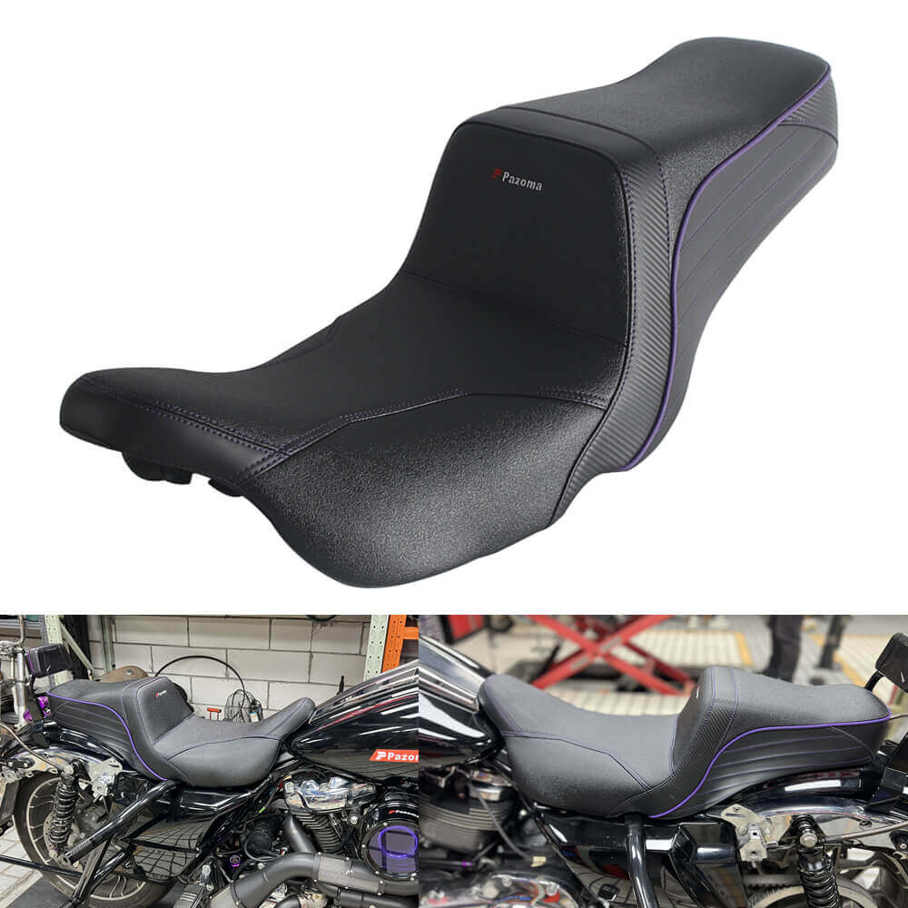 Harley Touring LS Step 2-Up gel pad seat by Pazoma for 2008-2025 Harley FL Road Glide, Street Glide, and Road King motorcycles.