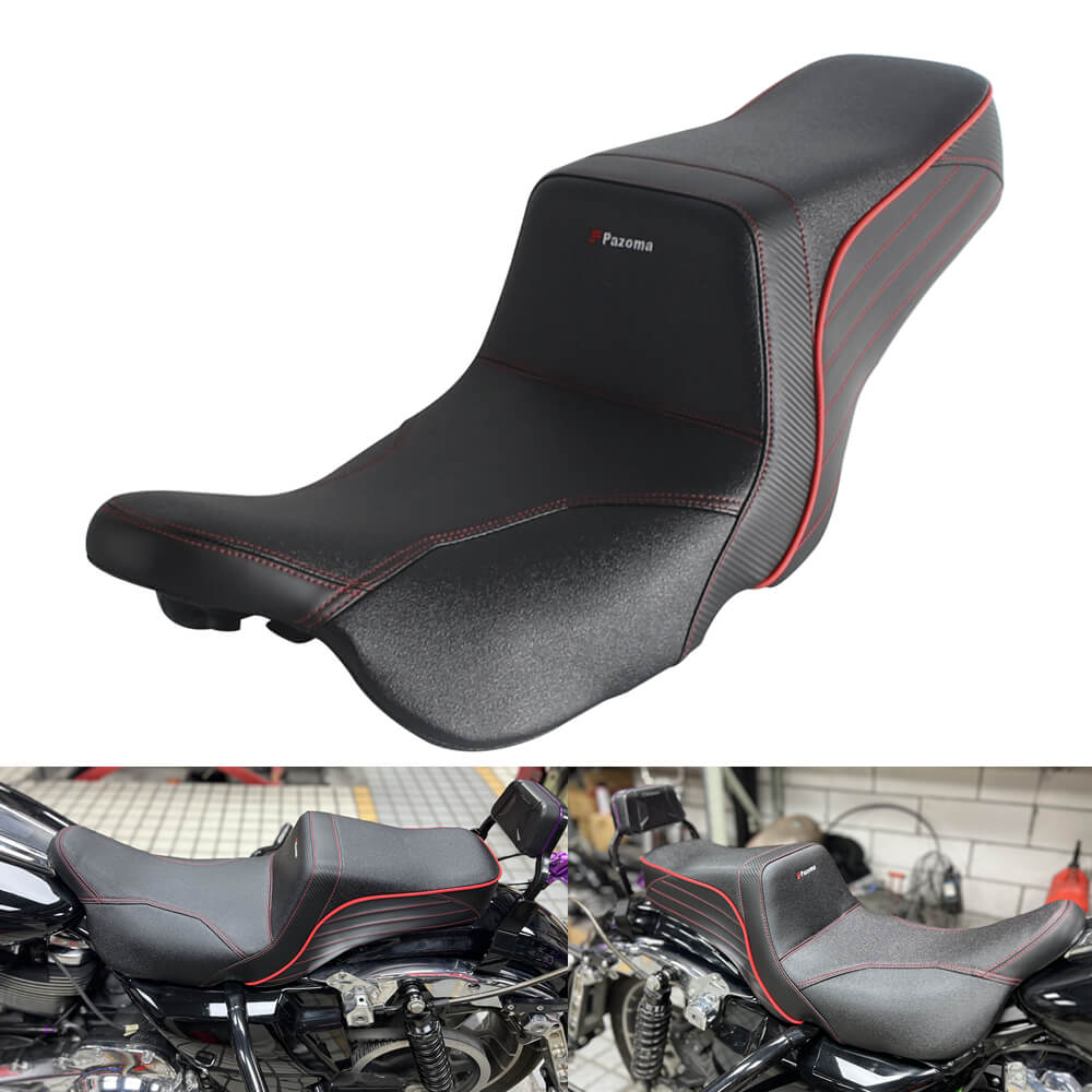 Harley Touring LS 2-Up Gel Pad Seat by Pazoma for 2008-2025 FL Road Glide, Street Glide, and Road King motorcycles.