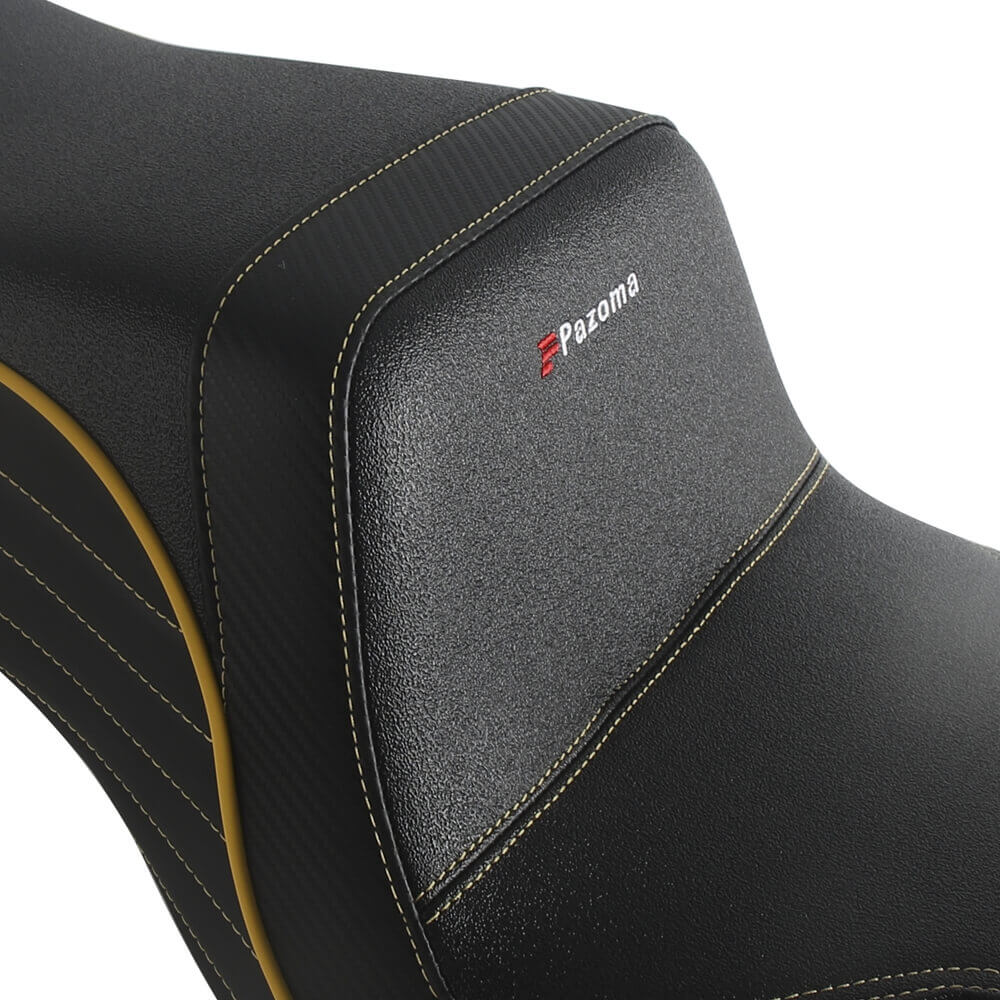 Harley Touring LS 2-up gel pad seat by Pazoma for 2008-2025 Road Glide, Street Glide, and Road King motorcycles.