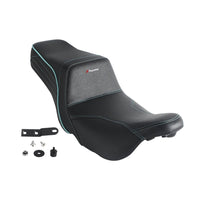 Harley Touring LS Step 2-Up Gel Pad Seat by Pazoma, black leather with cushioned design for 2008-2025 Harley FL Road Glide and Street Glide