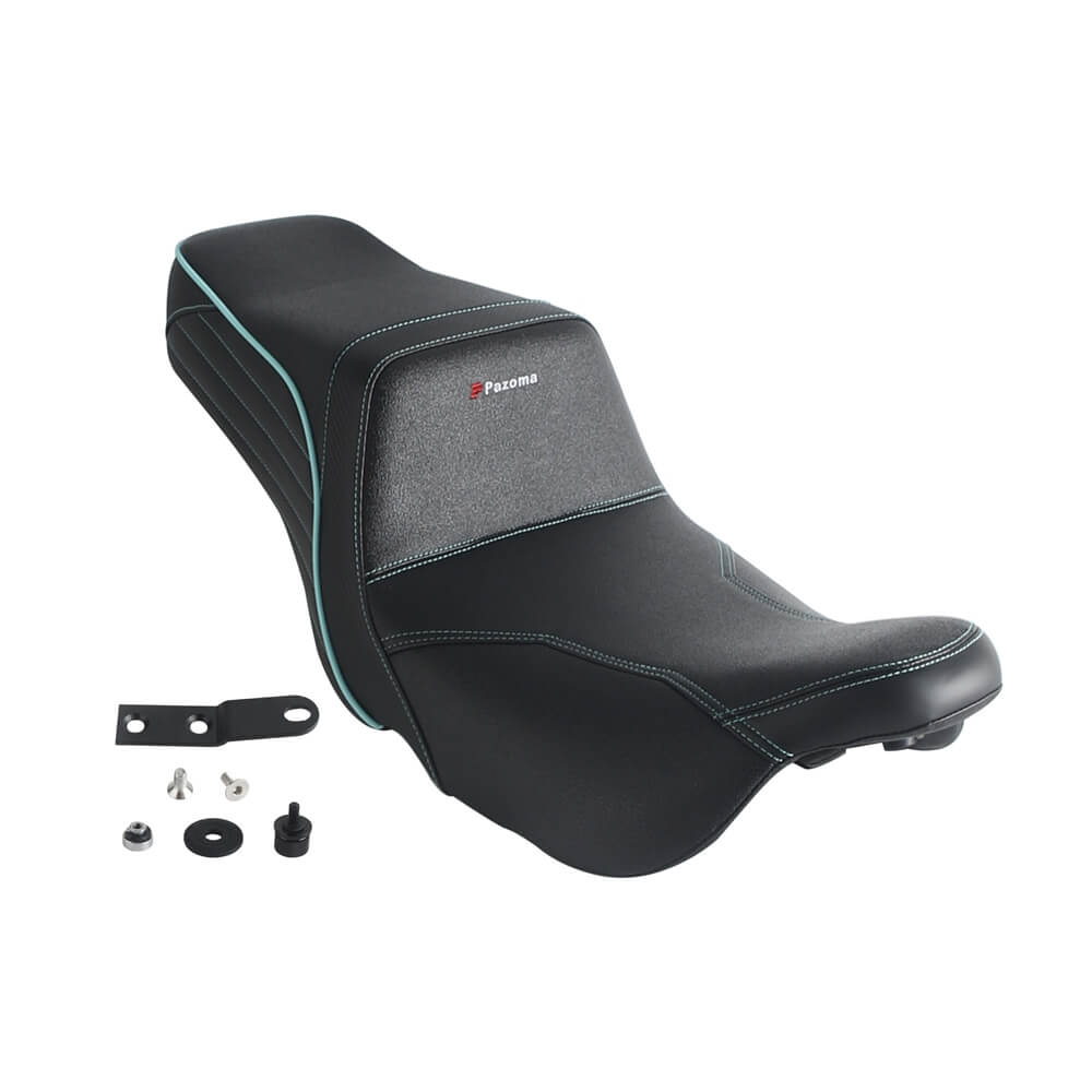 Harley Touring LS Step 2-Up Gel Pad Seat by Pazoma, black leather with cushioned design for 2008-2025 Harley FL Road Glide and Street Glide