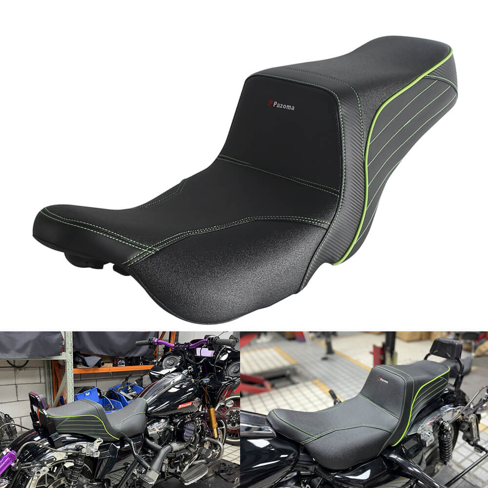 Harley Touring LS 2-up gel pad seat by Pazoma, designed for 2008-2025 Harley FL Road Glide, Street Glide, and Road King models.