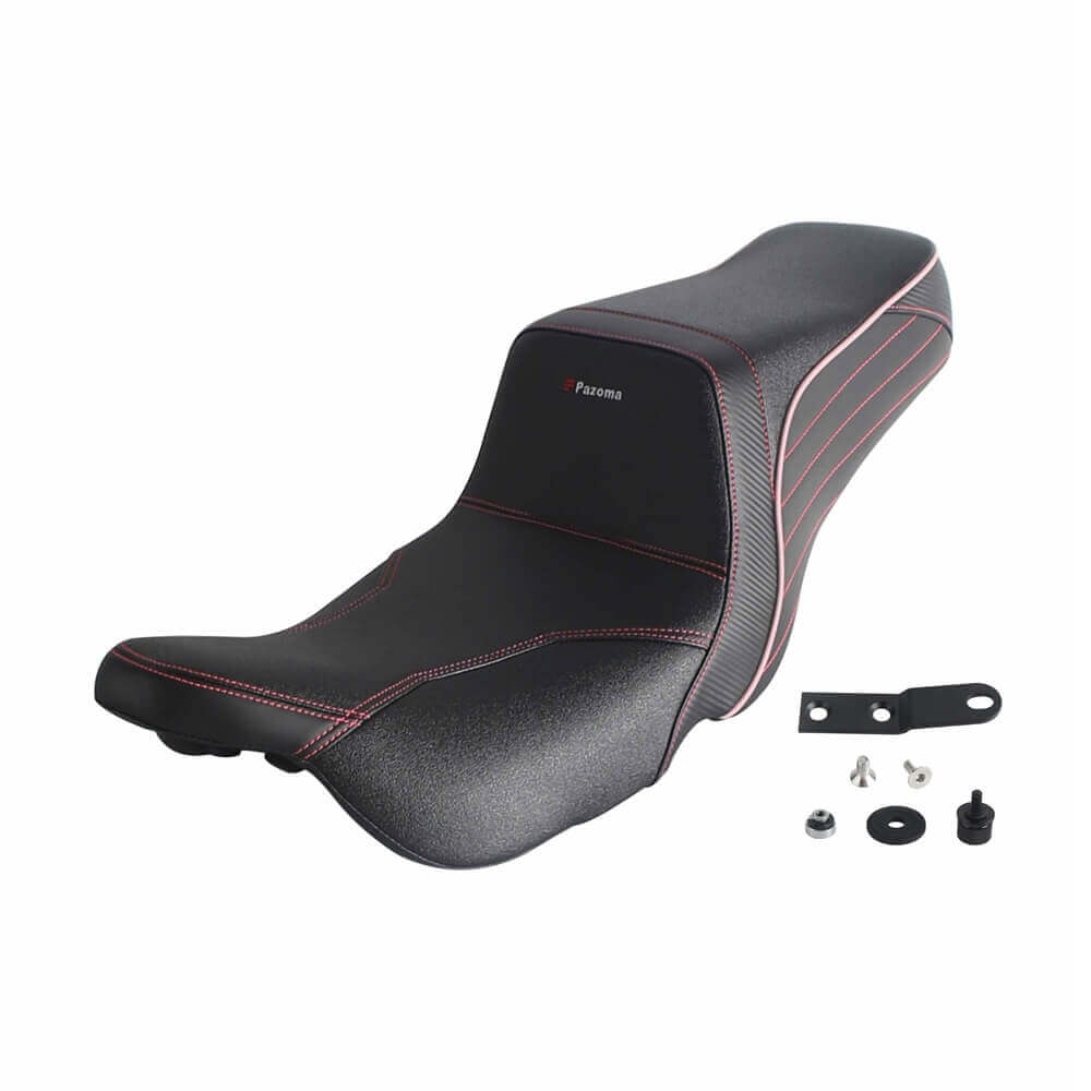 Harley Touring LS Step 2-up gel pad seat by Pazoma, featuring a cushioned, contoured design for 2008-2025 Harley FL Road Glide and Street Glide.