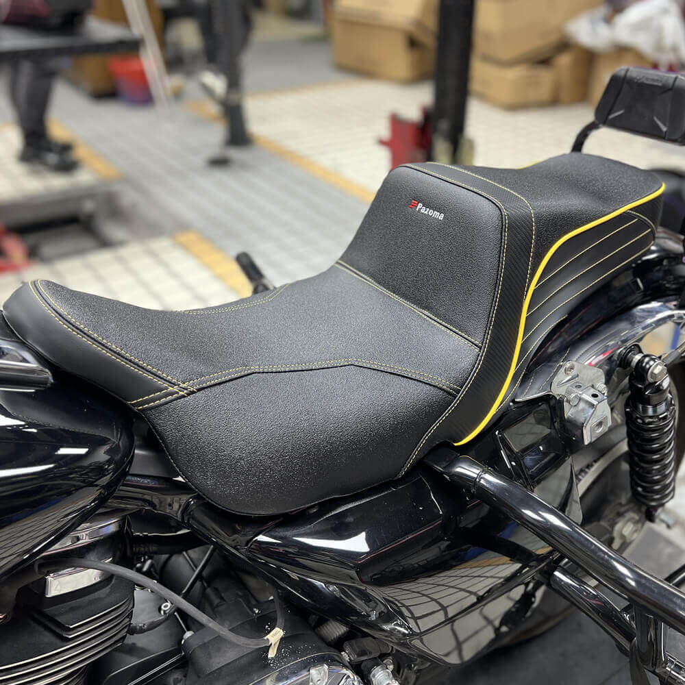 Harley Touring LS 2-up gel pad seat by Pazoma, designed for 2008-2025 FL Road Glide, Street Glide, and Road King motorcycles.