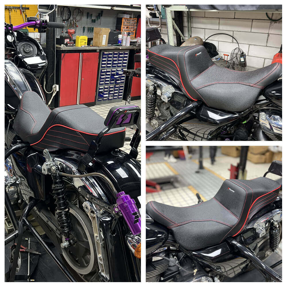 Harley Touring LS 2-up gel pad seat by Pazoma for 2008-2025 Road Glide, Street Glide, and Road King motorcycles.