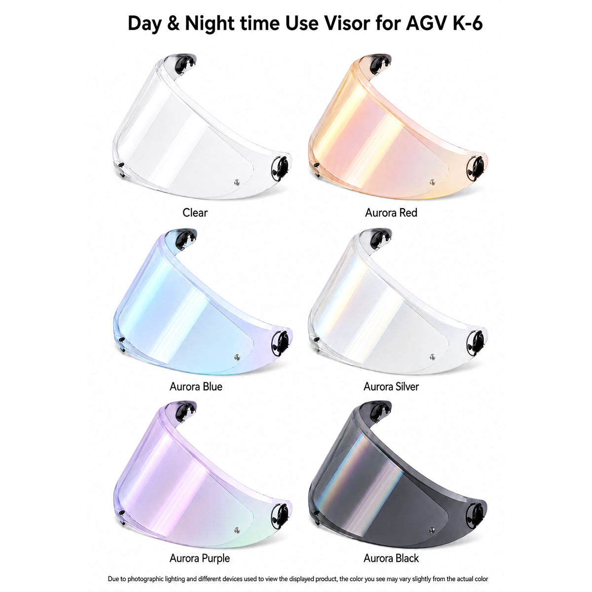 For AGV K6 K6S Replacement Visor – Light Tint Finishes / Clear - Day & Night Use Series
