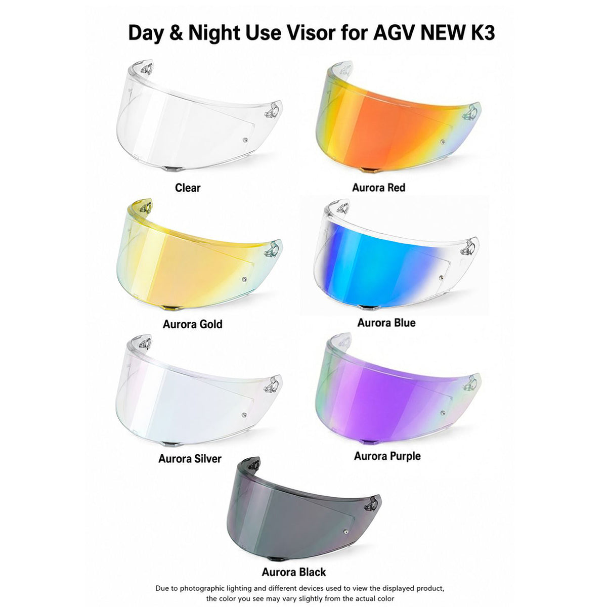For AGV K3 E2206 Replacement Visor – Light Tint Finishes / Clear - Day & Night Use Series
