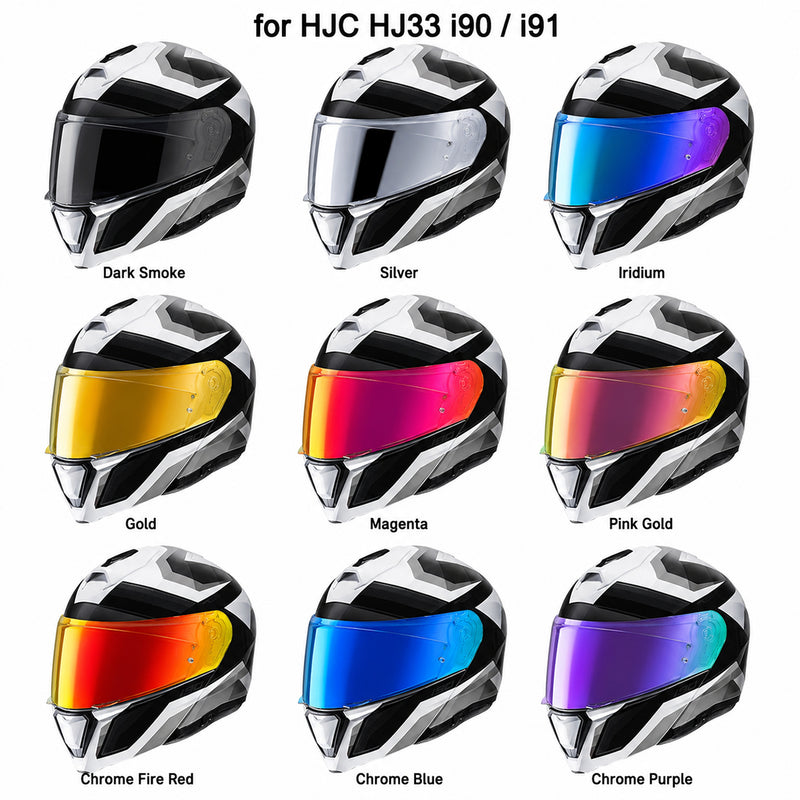 Tinted and Spectra mirror finish helmet visor for HJC i90 i91 helmets, designed for daytime use, by MC Motoparts.