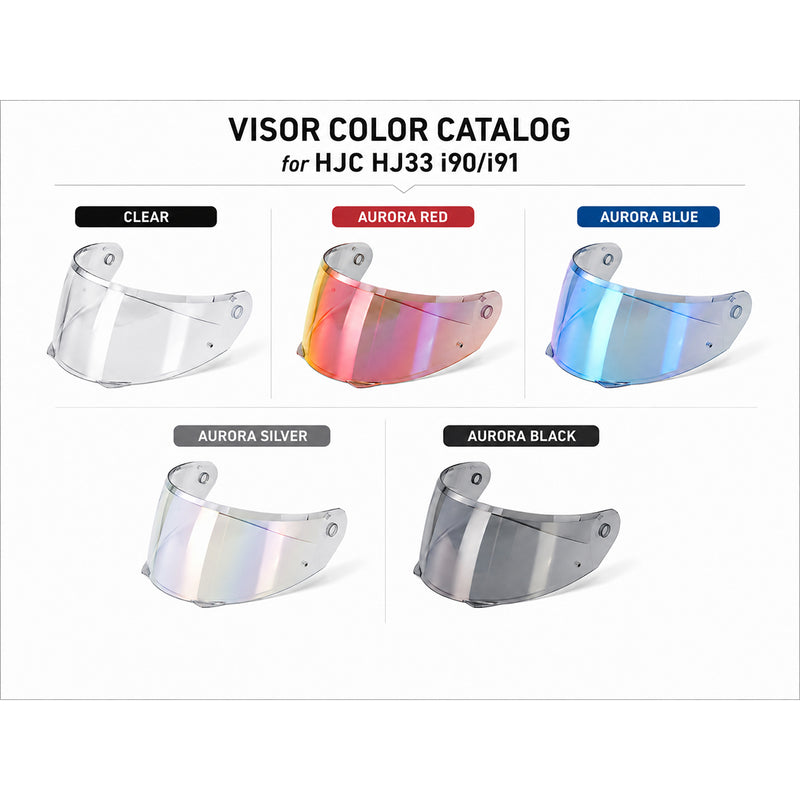 HJC i90 i91 helmet visor by MC Motoparts, light tint and clear options, designed for day and night riding.