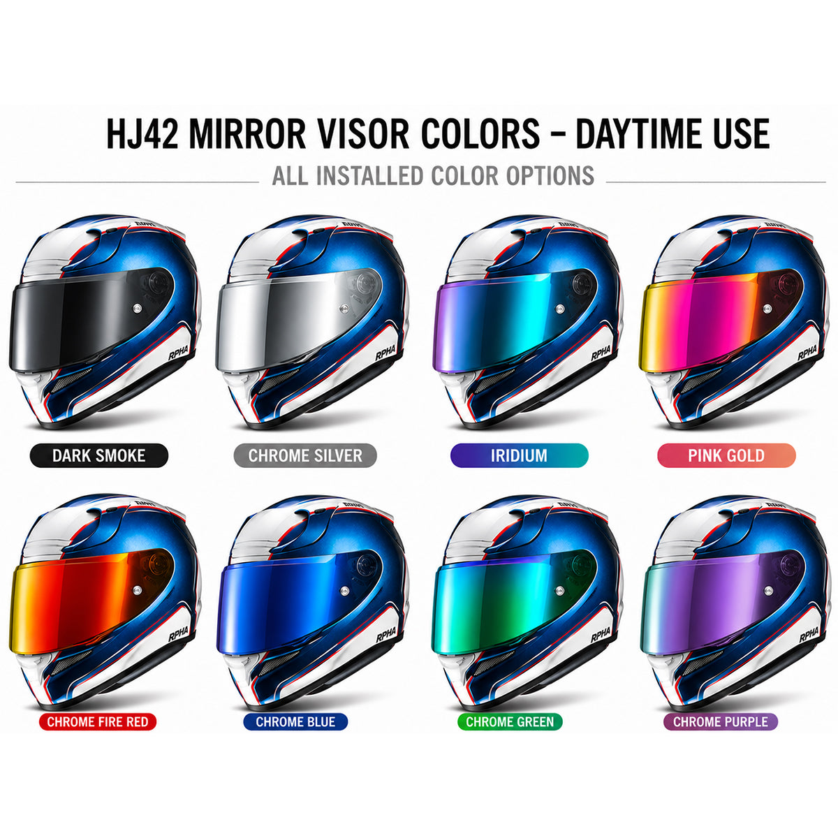For HJC RPHA 12 / 12N Replacement Visor (HJ42) – Tinted & Spectra Mirror Finishes - Daytime Use Series