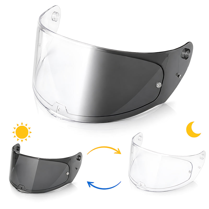 Photochromic LS2 Assault Stream Rapid Storm helmet visor by MC Motoparts, clear to dark transition, for FF320, FF328, FF353, FF800 helmets.