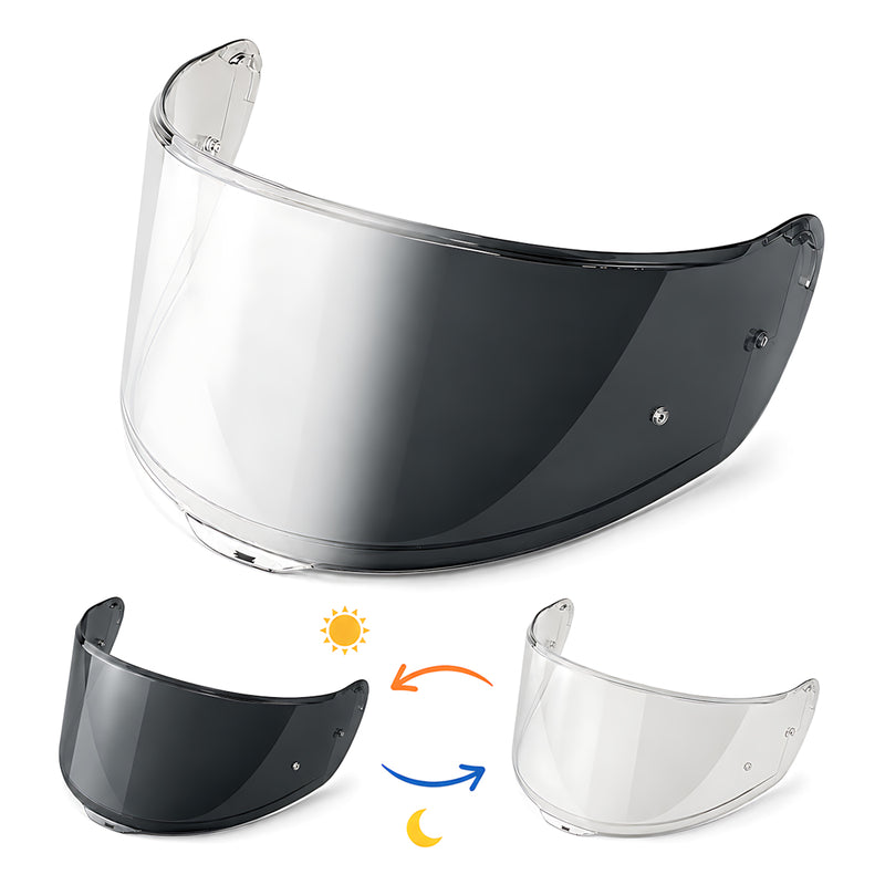 Photochromic helmet visor for LS2 Citation Sedici Strada 2/3 FT2, clear to dark transition, by MC Motoparts, model FF801, FF397, FF813.