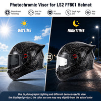 Photochromic helmet visor for LS2 Citation Sedici Strada 2/3 FT2 Vector, clear to dark transition, by MC Motoparts.
