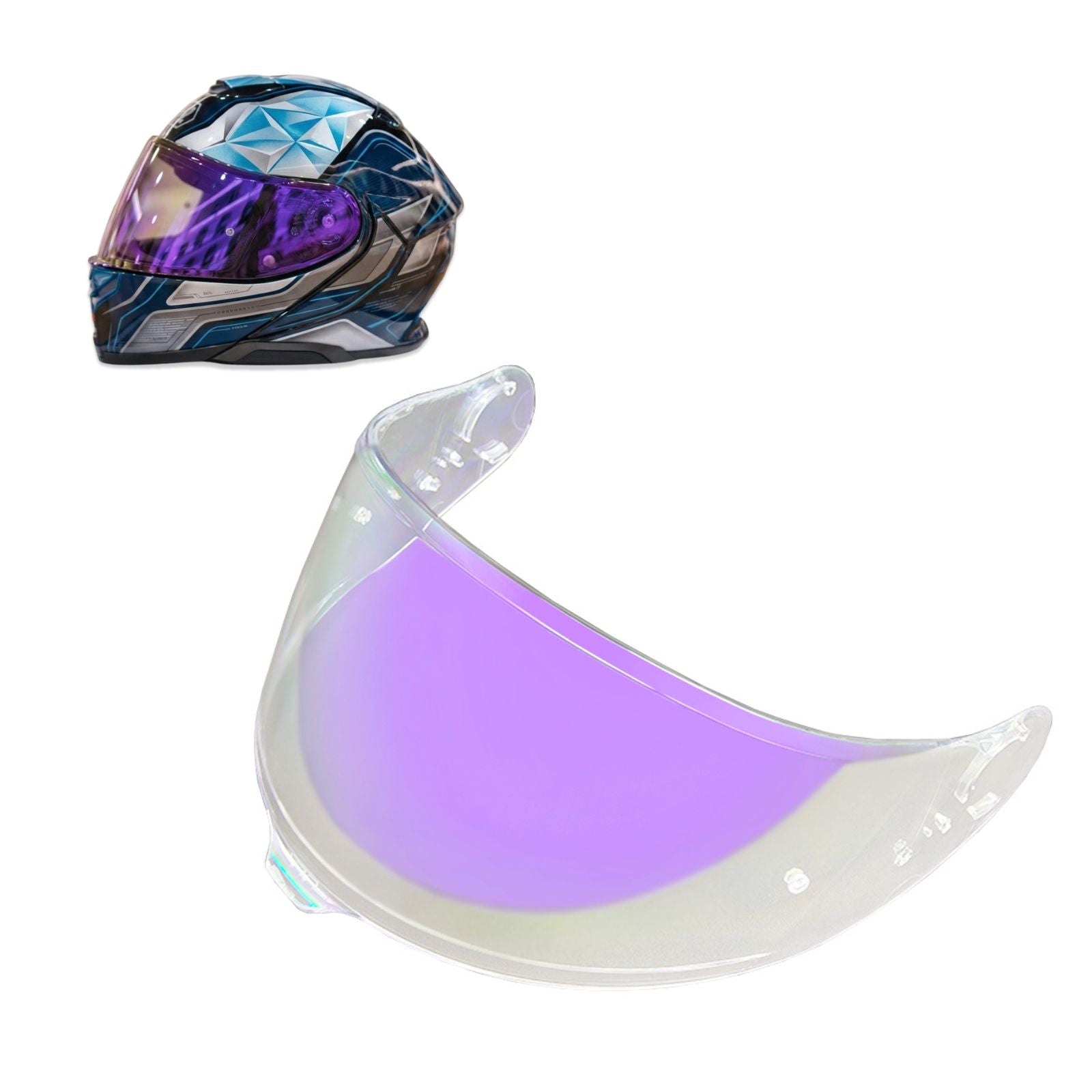 Shoei GT-Air 3 helmet visor by MC Motoparts, light tint and clear options, suitable for day and night riding.