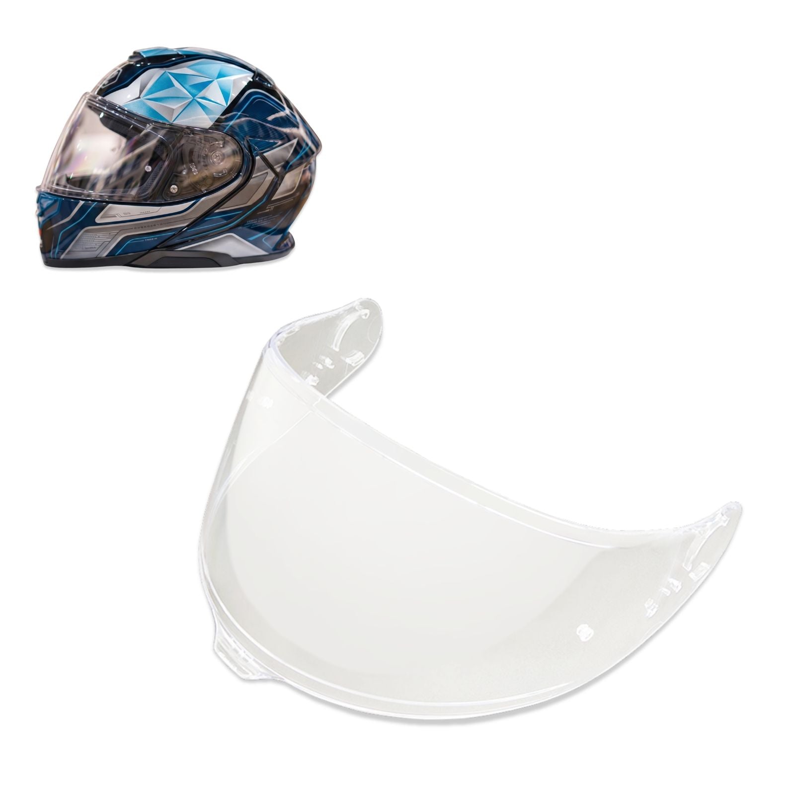 Shoei GT-Air 3 helmet visor by MC Motoparts, clear and light tint options, suitable for day and night riding.