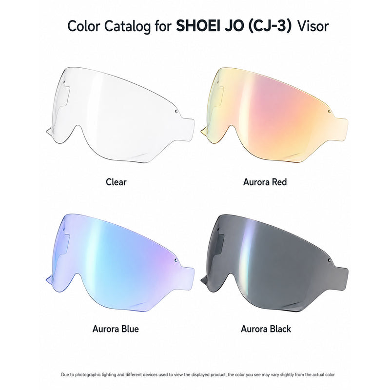 Shoei JO/Plus/EX-Zero helmet visor by MC Motoparts, light tint and clear options, for day and night riding.
