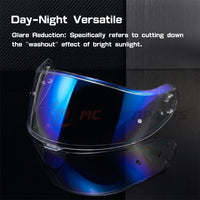 Shoei Neotec 3 replacement helmet visor by MC Motoparts, light tint and clear options, for day and night riding.