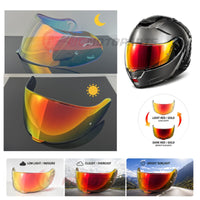 Photochromic tinted visor for Shoei Neotec 3 helmet, MC Motoparts replacement helmet visor with CNS-3C finish, detailed view.