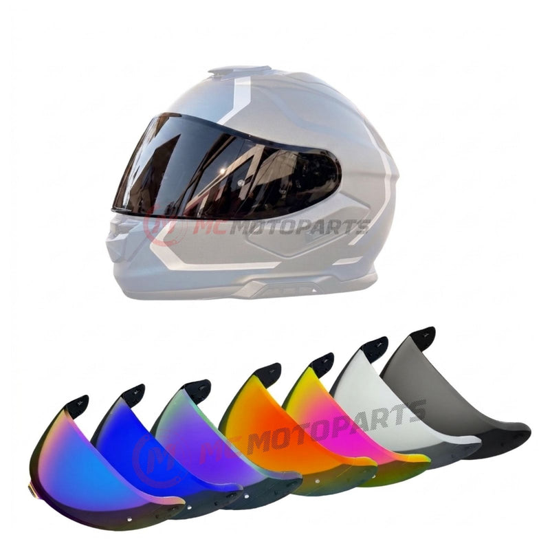 Shoei Neotec 3 replacement helmet visor by MC Motoparts, tinted and spectra mirror finishes for daytime riding.