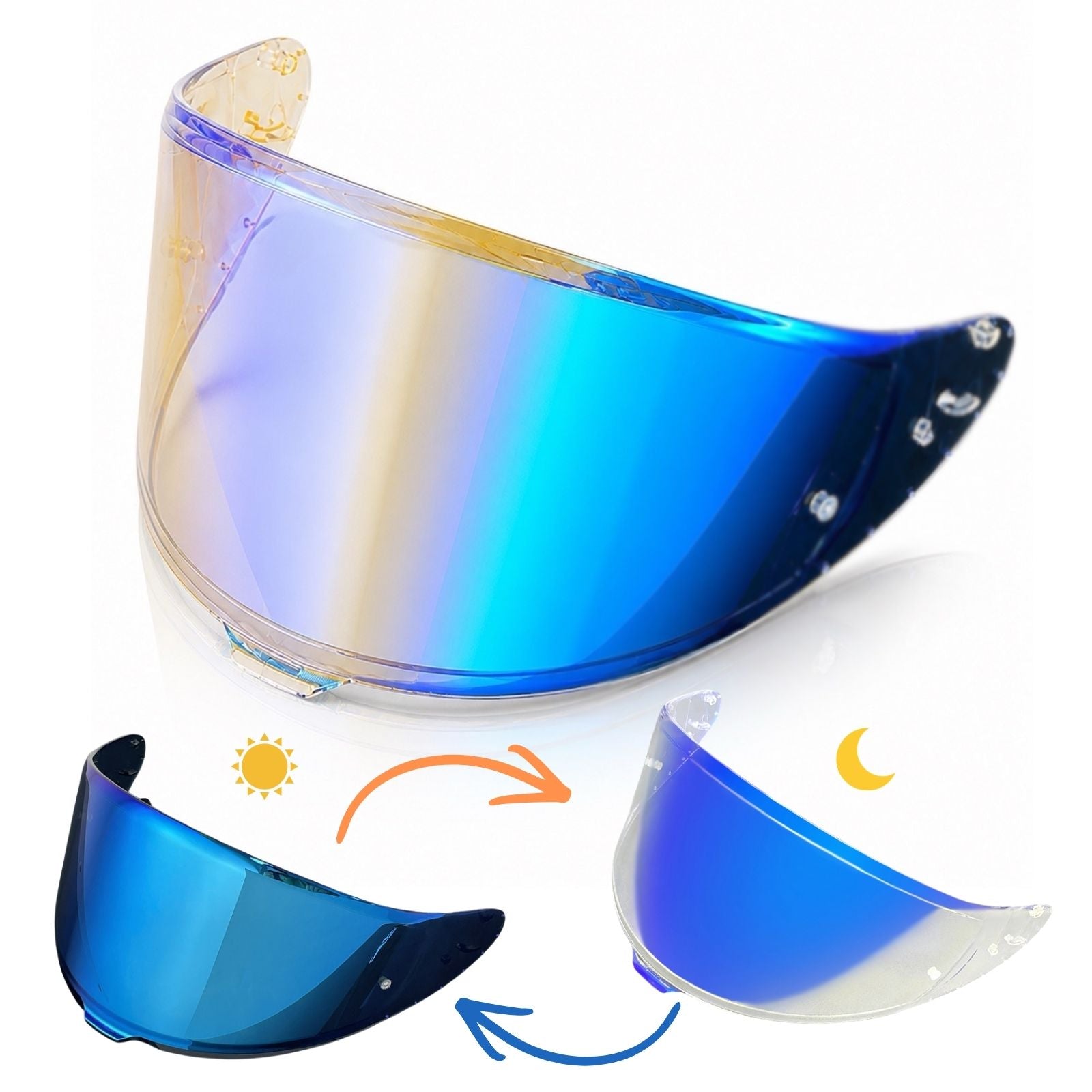 Photochromic tinted helmet visor for Shoei X15 RF1400 NXR2 X-SPR PRO, MC Motoparts replacement helmet visor with CWR-F2/R finish